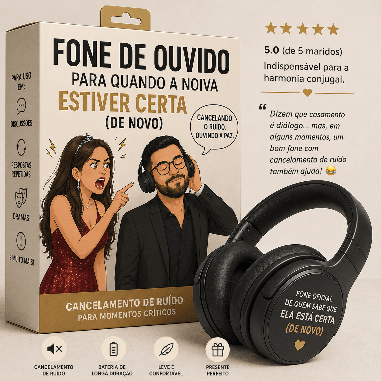 Fone de ouvido para quando a noiva estiver certa (de novo)